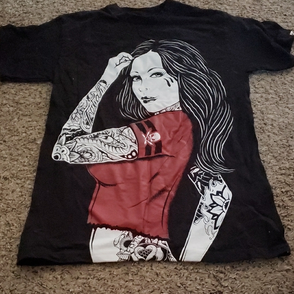 Fatal Brand Black Tattoo Girl T Shirt Sz Small